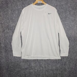 Nike Legend Men's 2XL White Long Sleeve Training Shirt 727980-100 Dri-Fit